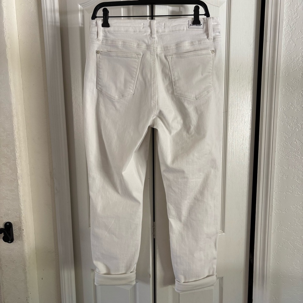 Judy Blue White Double Cuff Boyfriend Jeans Size 29, High Rise Comfort Stretch - Picture 3 of 16